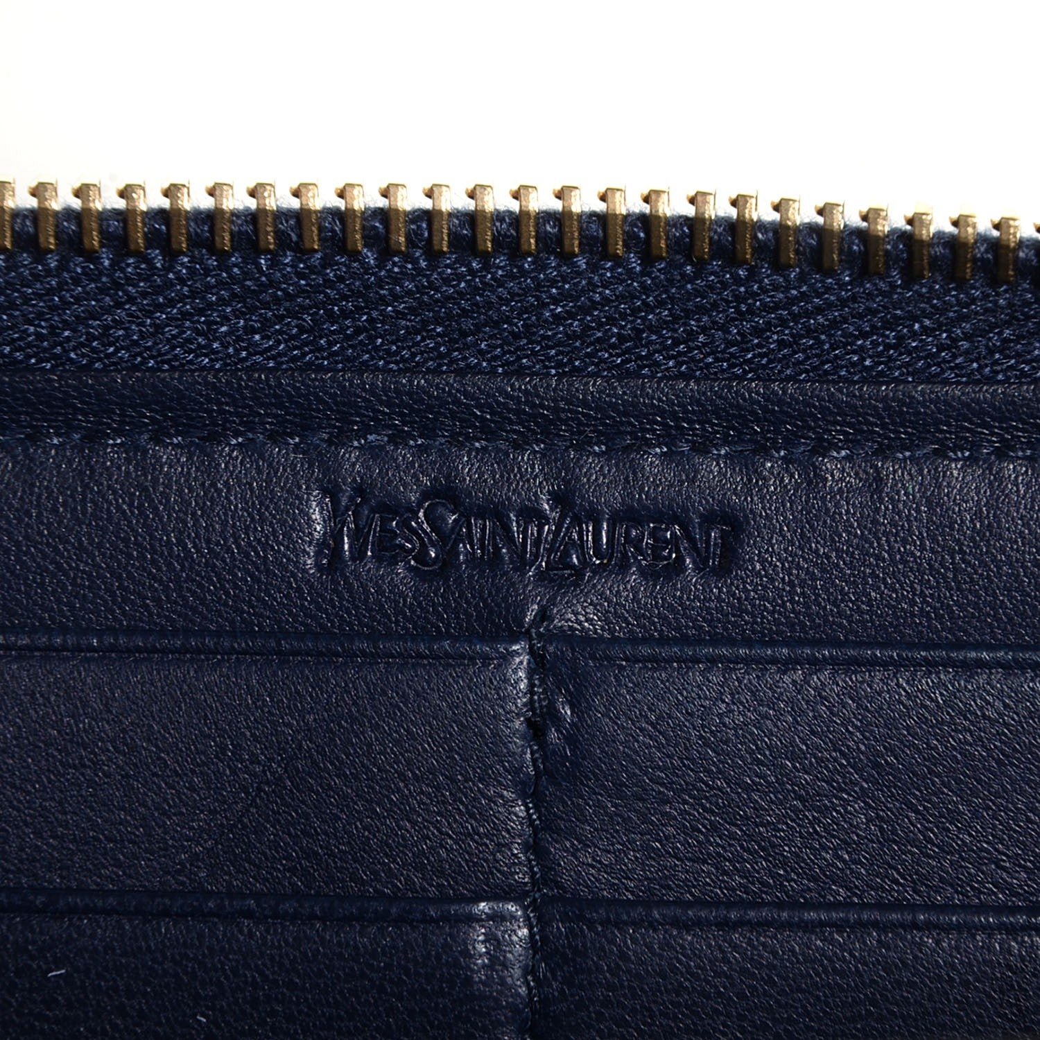 Saint Laurent Patent Y-mail Zip Around Wallet Marine 6 of 7