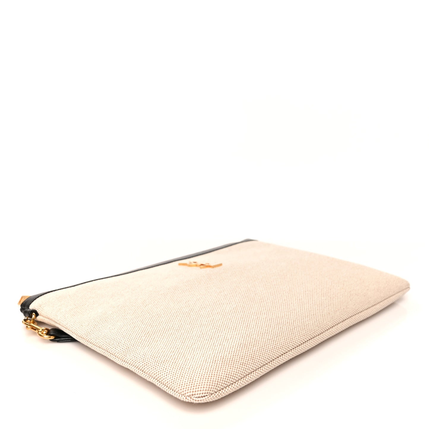 Canvas Monogram Zipped Pouch Beige Black