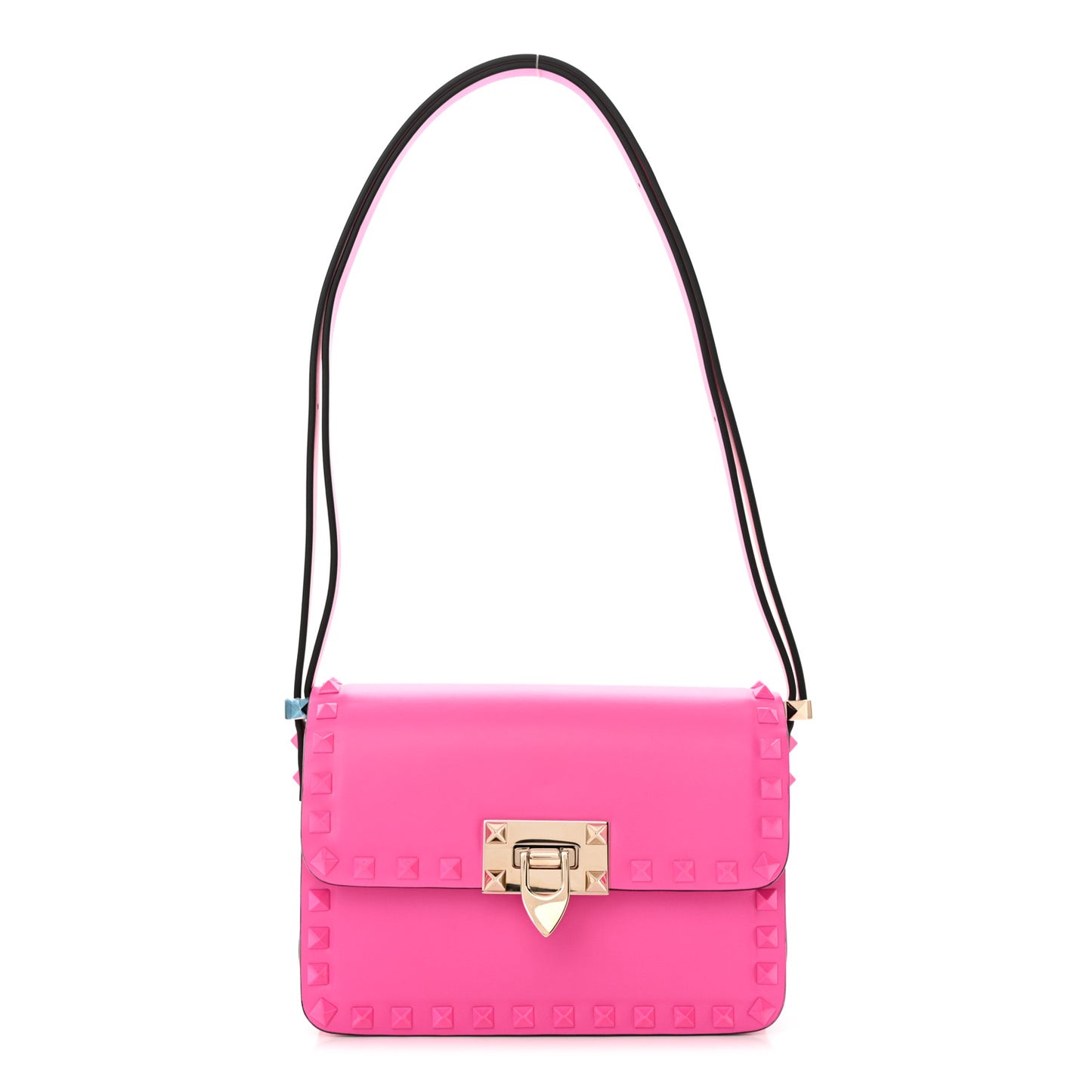 Smooth Calfskin Enamel Tonal Small Rockstud23 Shoulder Bag Pink PP