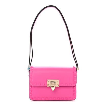 Valentino Garavani Smooth Calfskin Enamel Tonal Small Rockstud23 Shoulder Bag Pink PP 1 of 10
