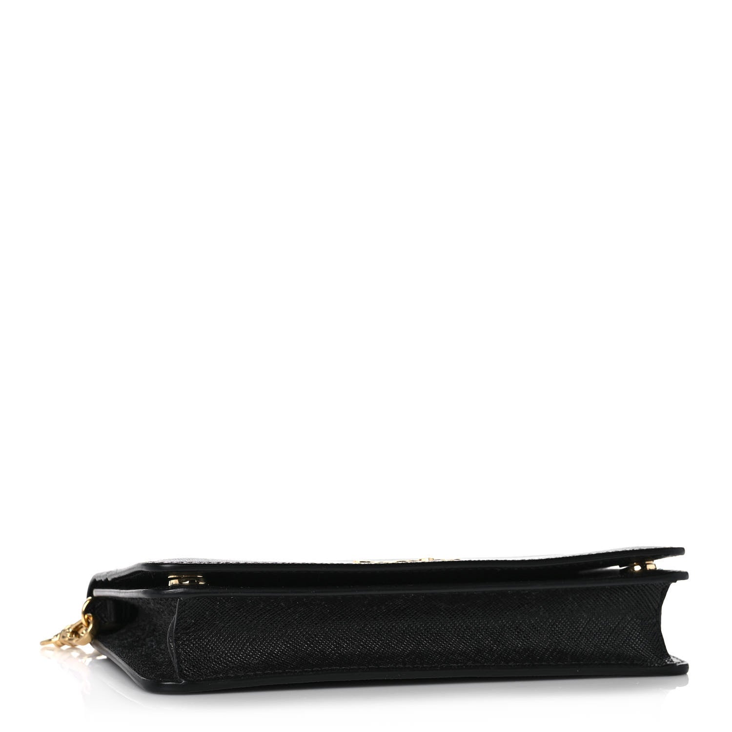 Prada Saffiano Metal Phone Wristlet Crossbody Wallet Black 4 of 9