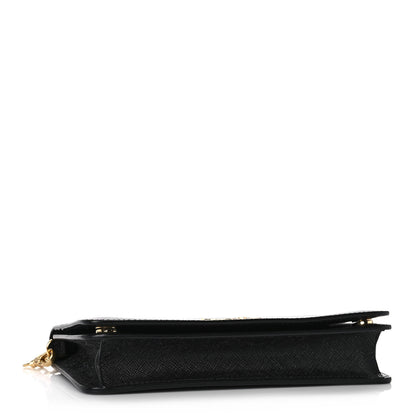 Prada Saffiano Metal Phone Wristlet Crossbody Wallet Black 4 of 9