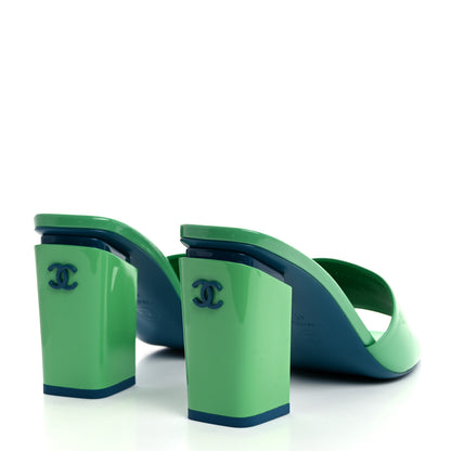 Chanel Patent CC Mules 41 Green Turquoise 4 of 9