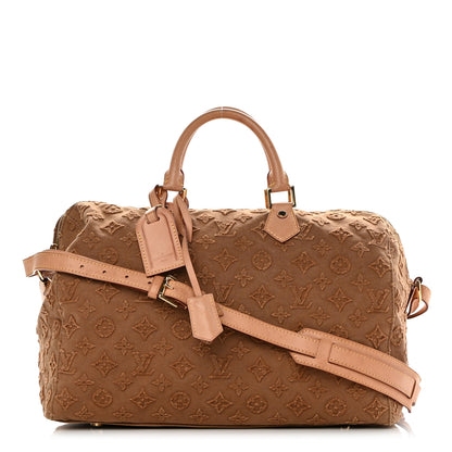 Louis Vuitton Denim Monogram Stone Speedy Bandouliere 35 Caramel 1 of 15