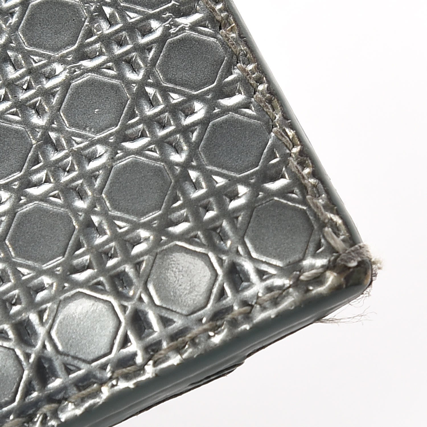 Christian Dior Metallic Patent Micro-Cannage Lady Dior Card Holder Silver 10 of 11