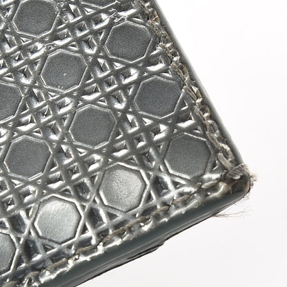 Christian Dior Metallic Patent Micro-Cannage Lady Dior Card Holder Silver 10 of 11