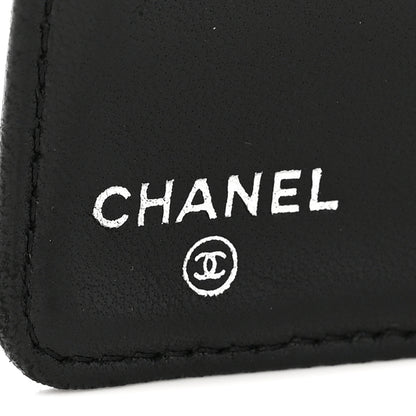 Chanel Lambskin Camellia Embossed Yen Wallet Black 6 of 8