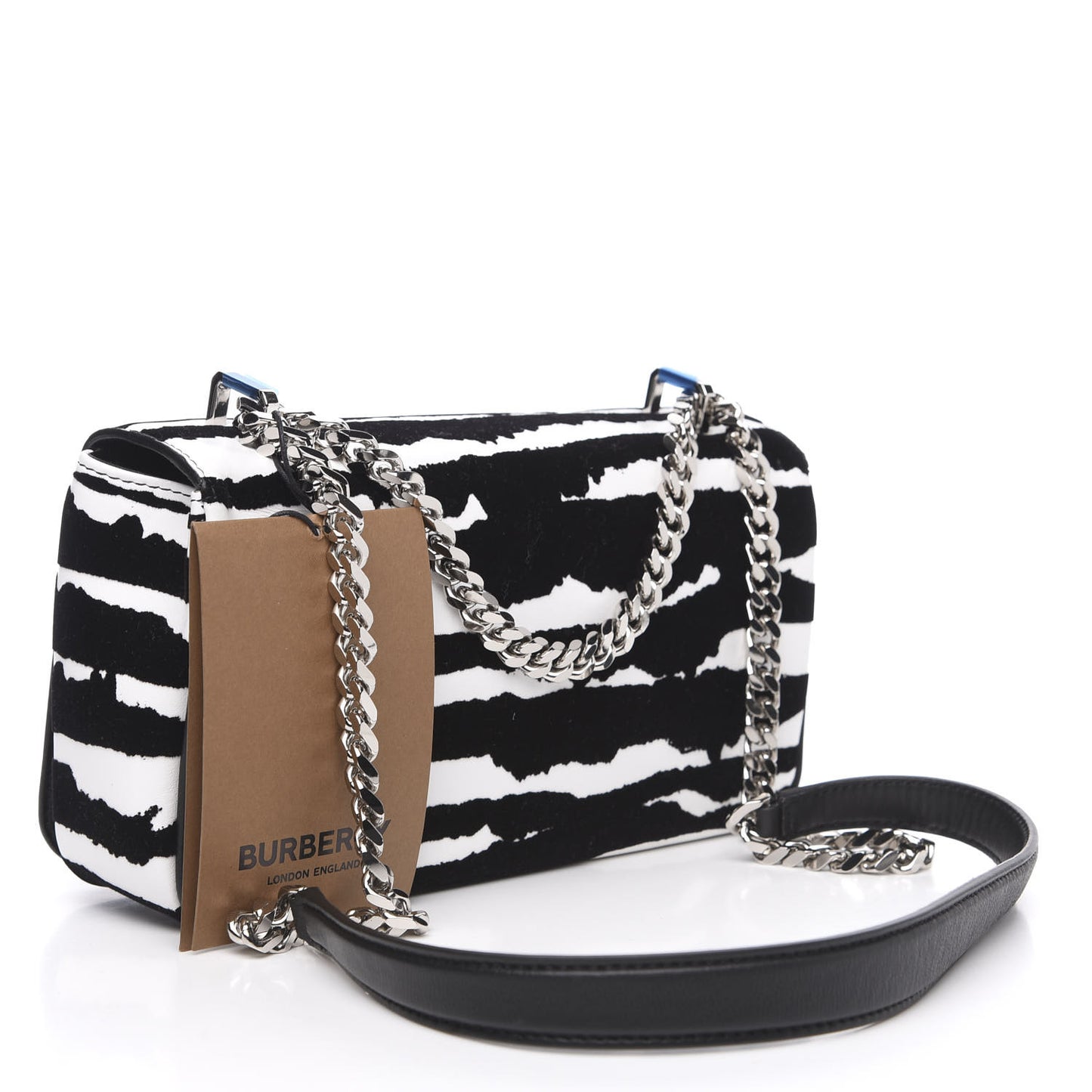 Calfskin Zebra Print Lola Bag Black White