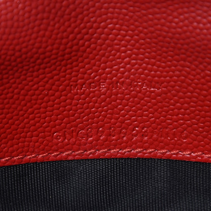 Saint Laurent Grain De Poudre Matelasse Chevron Monogram Envelope Chain Wallet New Red 7 of 7