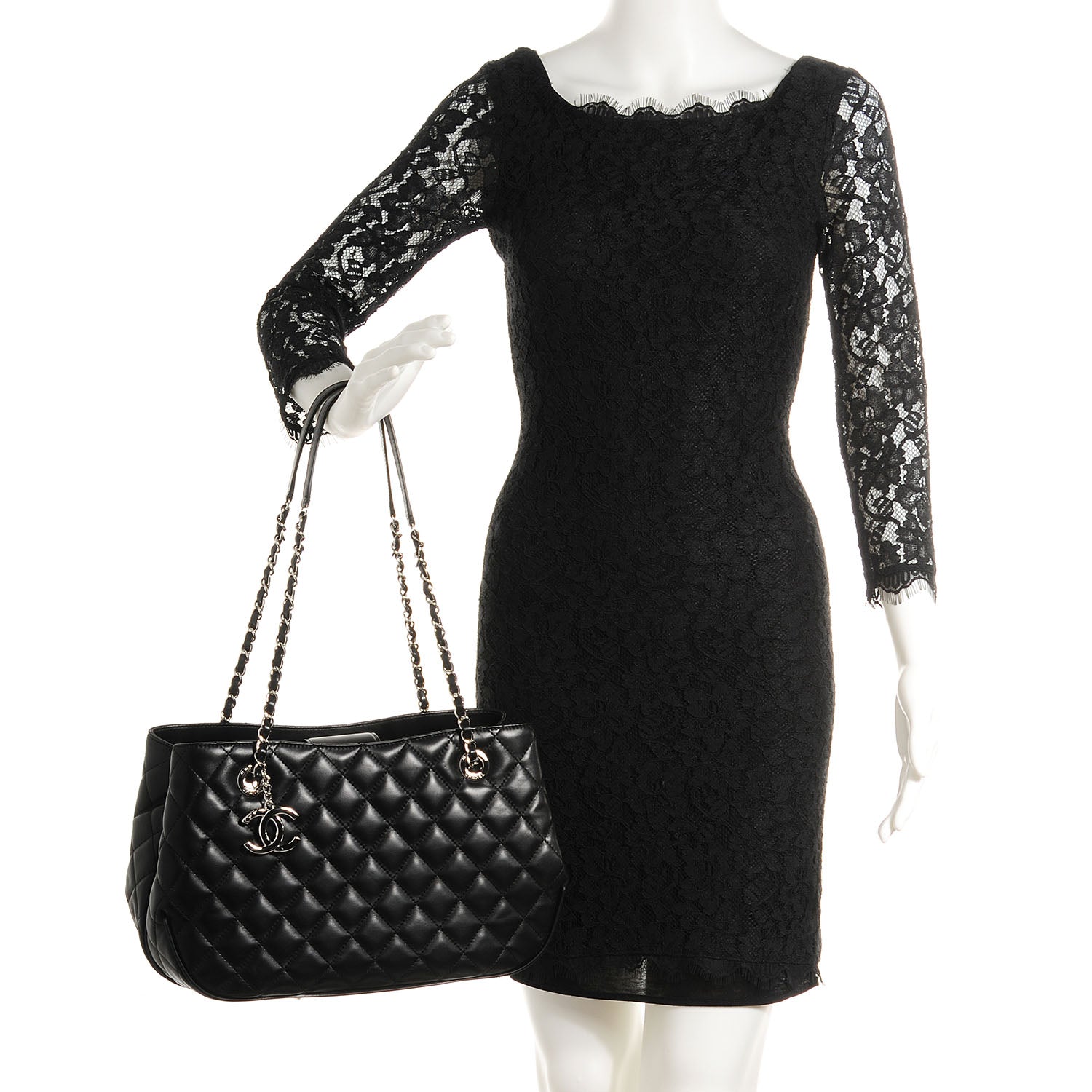 Chanel Lambskin Quilted Pagode Piping Tote Black 2 of 8