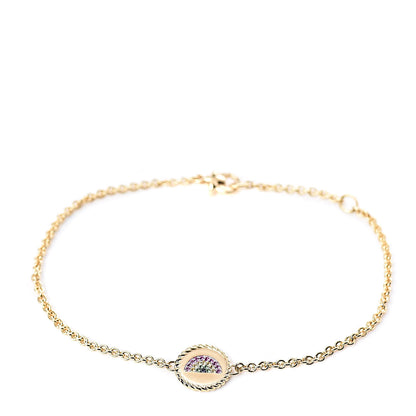 David Yurman 18K Yellow Gold Pink Yellow Sapphire Tsavorite Collectibles Rainbow Bracelet 1 of 5