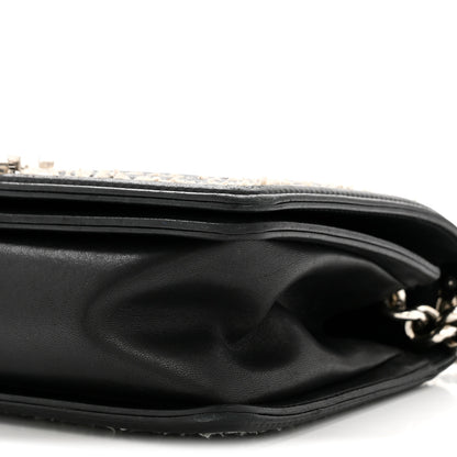 Chanel Calfskin Tweed Sequin Stitched Medium Boy Flap Black White 10 of 15