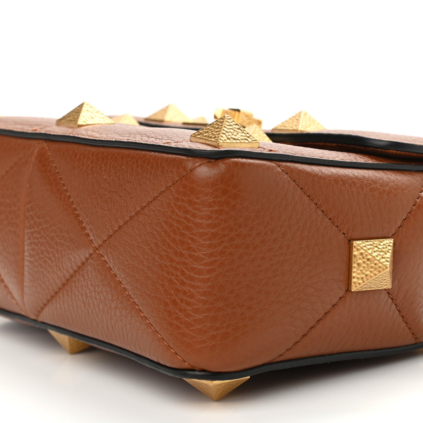 Grained Calfskin Medium Roman Stud Shoulder Bag Selleria