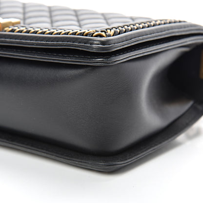 Chanel Calfskin Quilted Medium Boy Top Handle Flap Black 9 of 15
