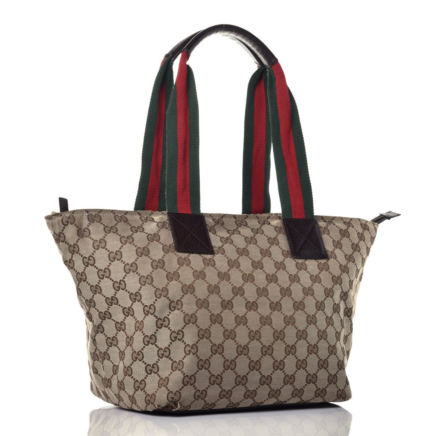 Gucci GG Monogram Medium Web Handle Bucket Tote Dark Brown 3 of 10