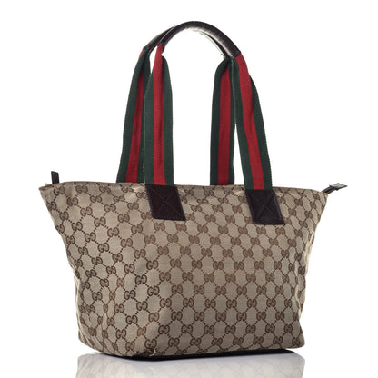 Gucci GG Monogram Medium Web Handle Bucket Tote Dark Brown 3 of 10