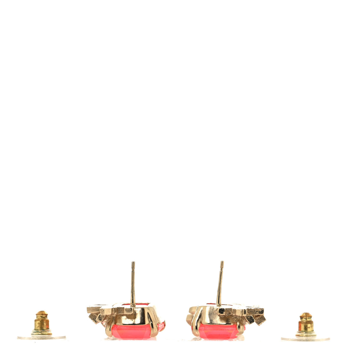 Metal Crystal CC Earrings Gold Pink