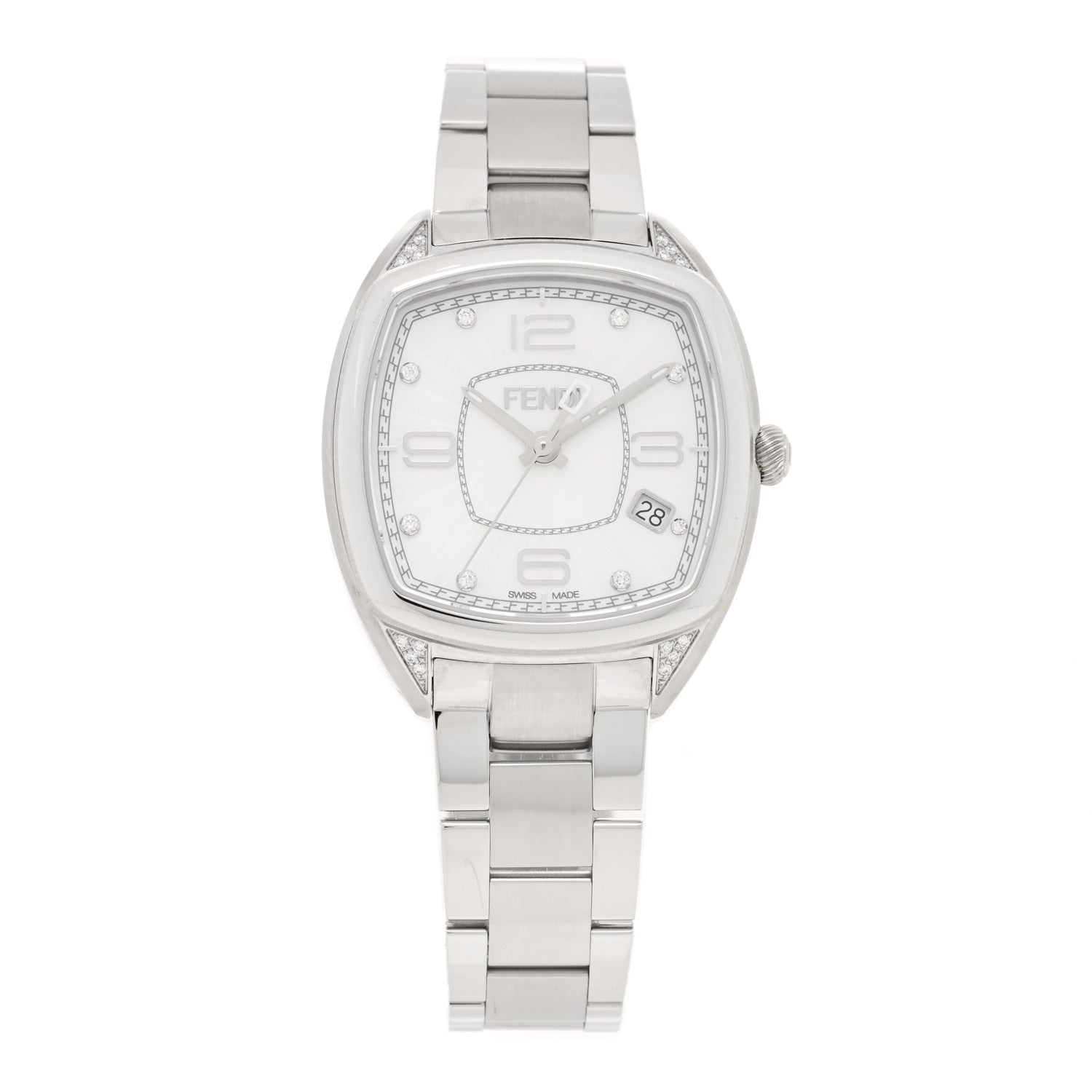 Fendi Stainless Steel Diamond Mother of Pearl 32mm Momento Quartz Watch 1 of 4