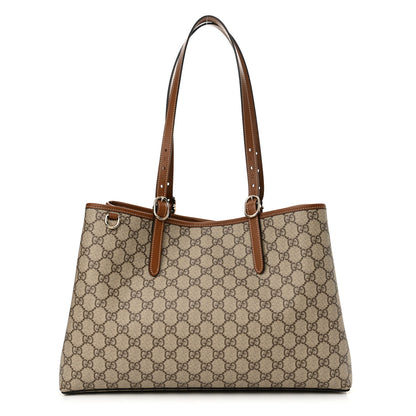 Gucci GG Supreme Monogram Emblem Large Tote Bag Beige Dark Brown 1 of 11