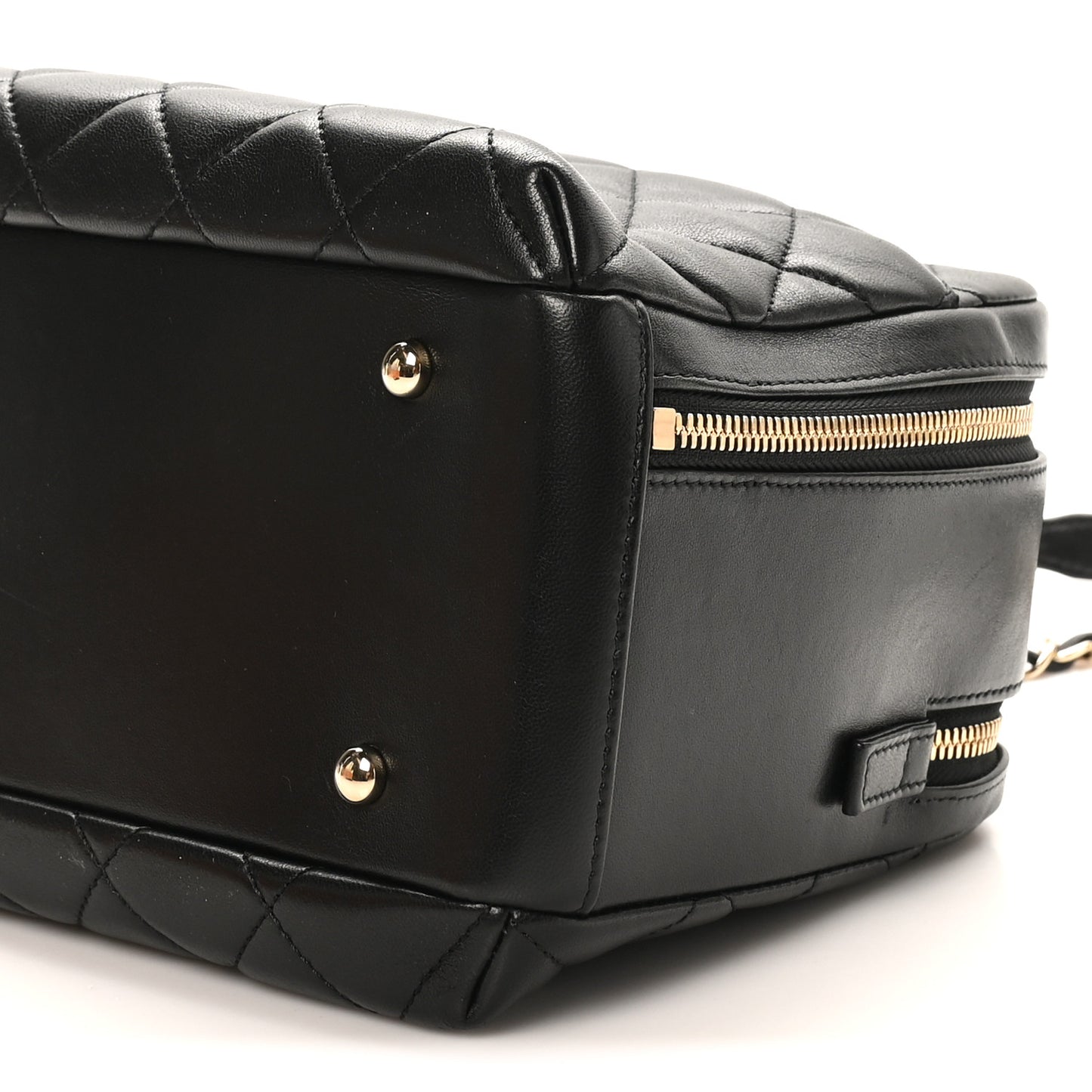 Lambskin Quilted Medium Trendy CC Bowling Bag Black