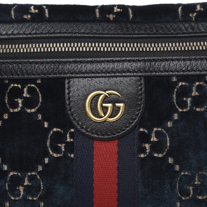 Gucci Velvet GG Monogram Web Belt Bag Blue Beige 6 of 10