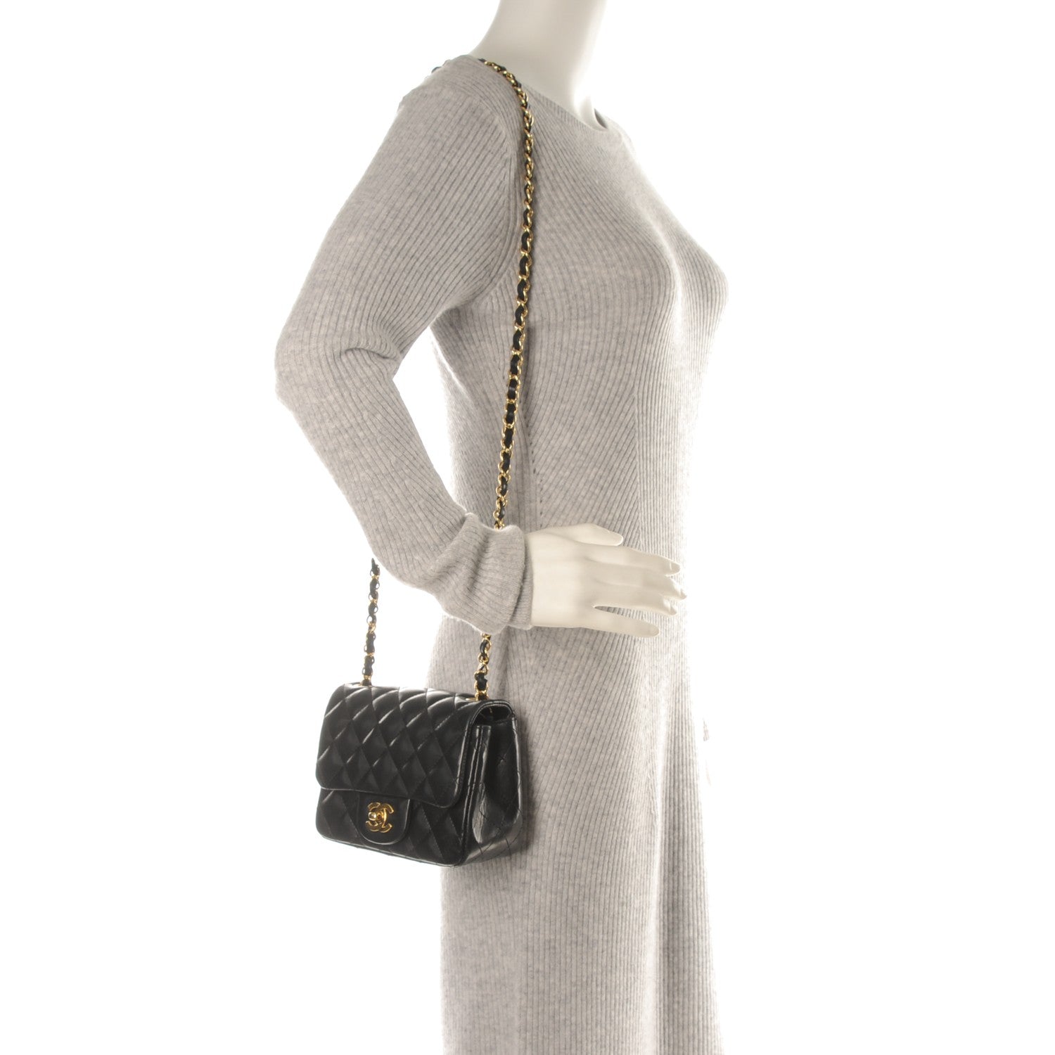 Chanel Lambskin Quilted Mini Square Flap Black 2 of 7