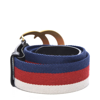 Gucci Nylon Calfskin Sylvie Web Double G 40mm Belt 95 38 Mystic White Hibiscus Red Maritime Black 2 of 5