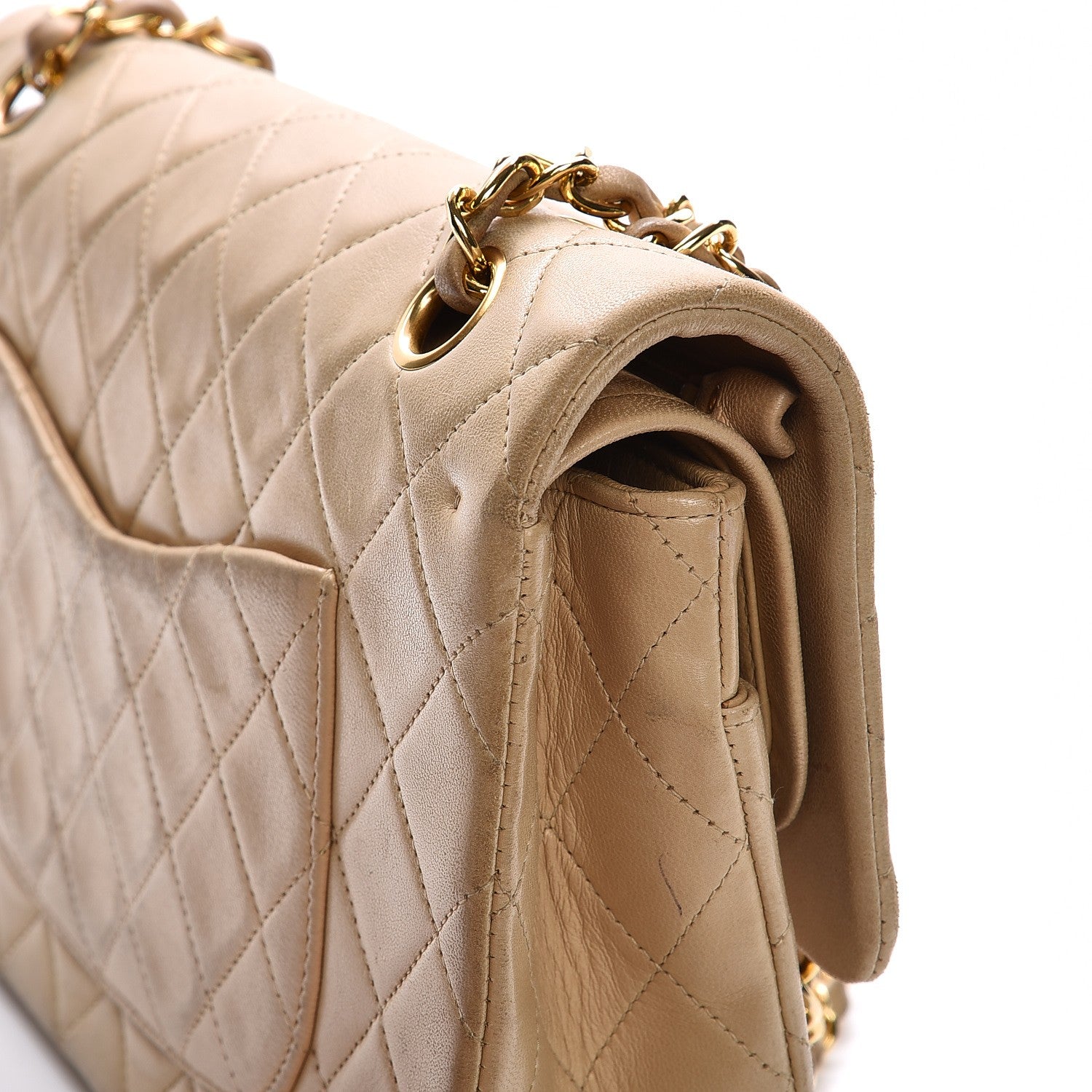 Chanel Lambskin Quilted Medium Double Flap Beige 12 of 19