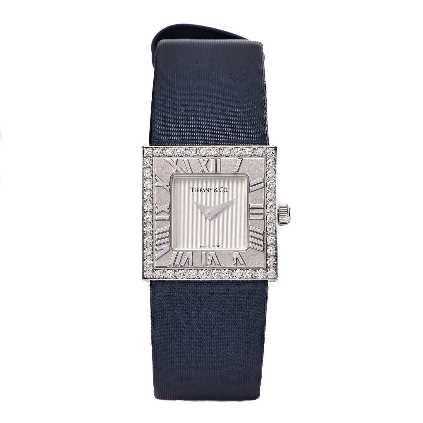18K White Gold Satin Diamond Bezel 21mm Atlas Quartz Watch