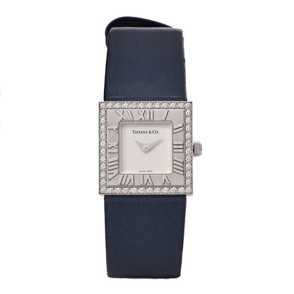 Tiffany 18K White Gold Satin Diamond Bezel 21mm Atlas Quartz Watch 1 of 17