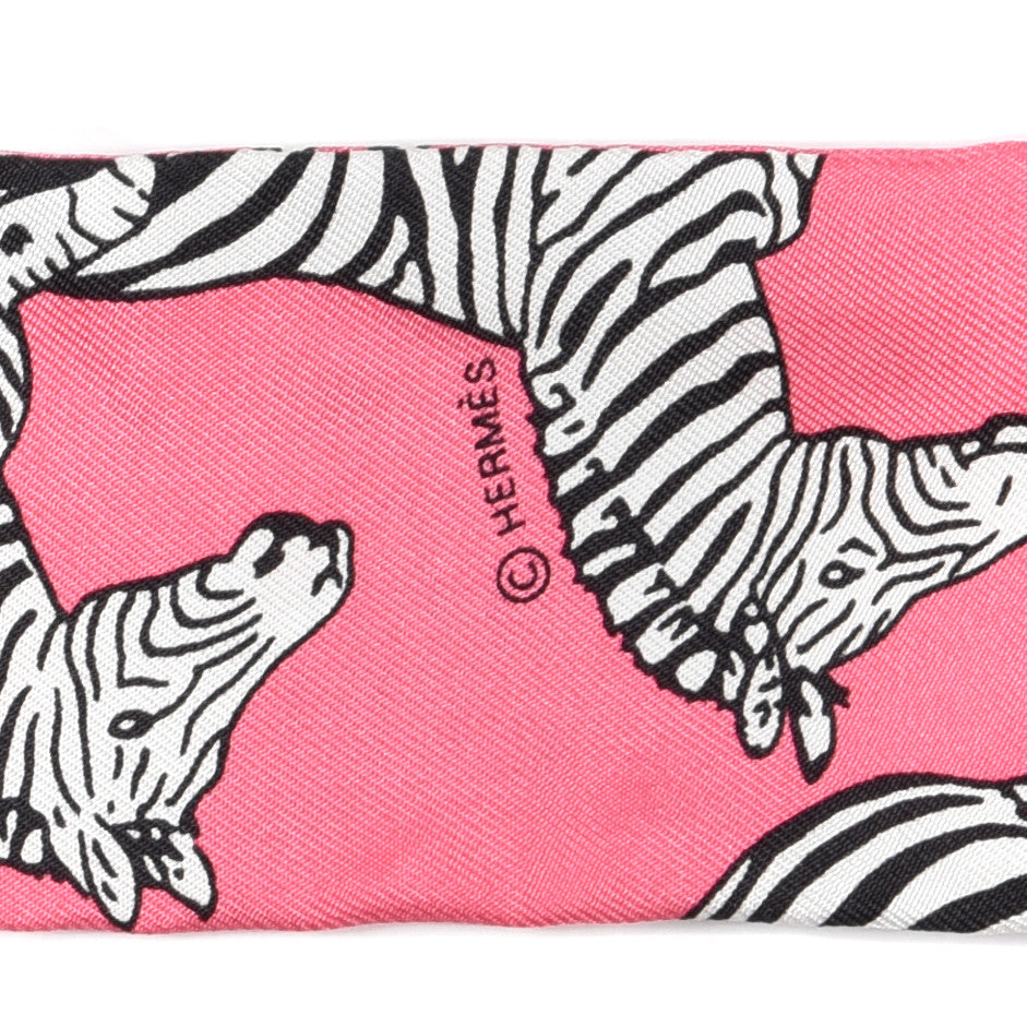 Silk Les Zebres Twilly Rose Bonbon Black