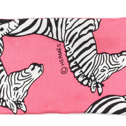 Hermes Silk Les Zebres Twilly Rose Bonbon Black 3 of 4
