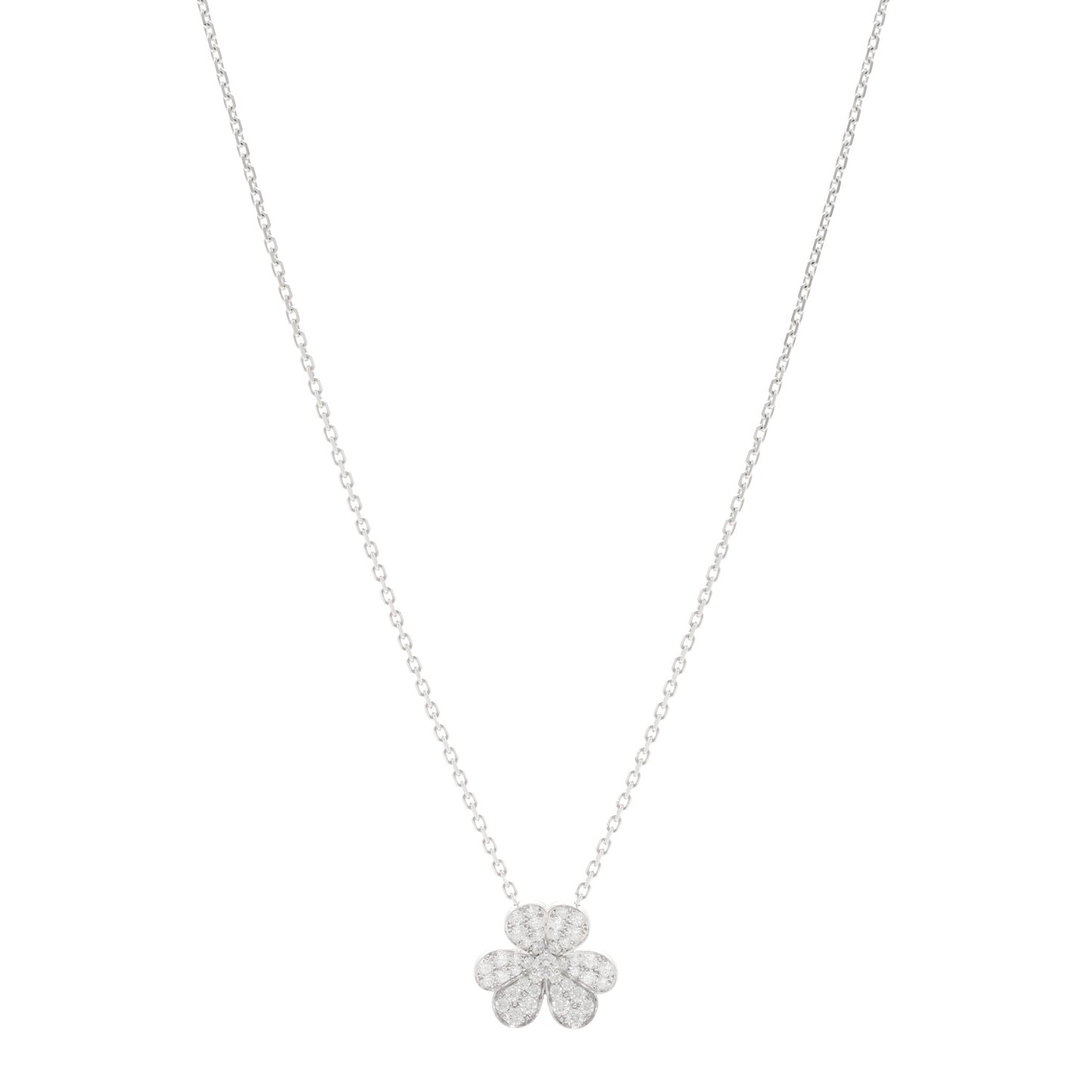 18K White Gold Diamond Small Frivole Pendant Necklace