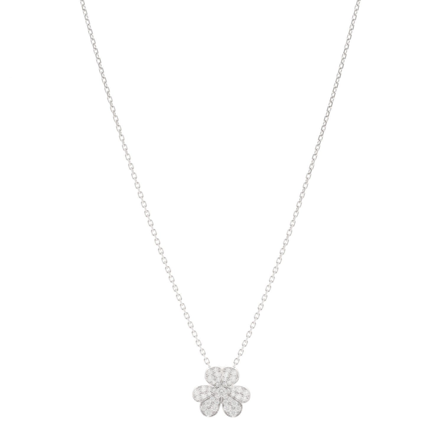 Van Cleef & Arpels 18K White Gold Diamond Small Frivole Pendant Necklace 1 of 6