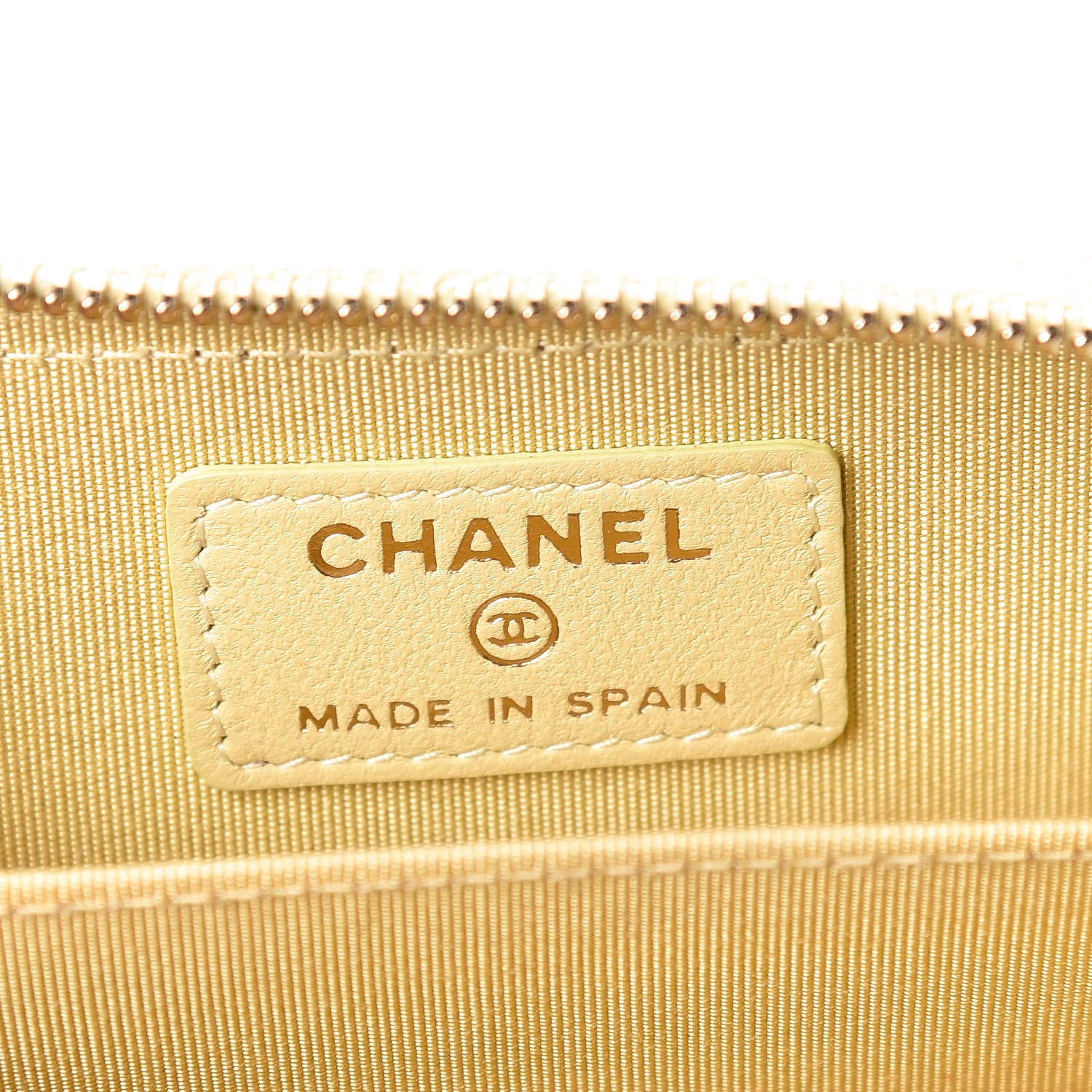Chanel Lambskin Quilted Zip Around Coin Purse Wallet Light Yellow 6 of 8