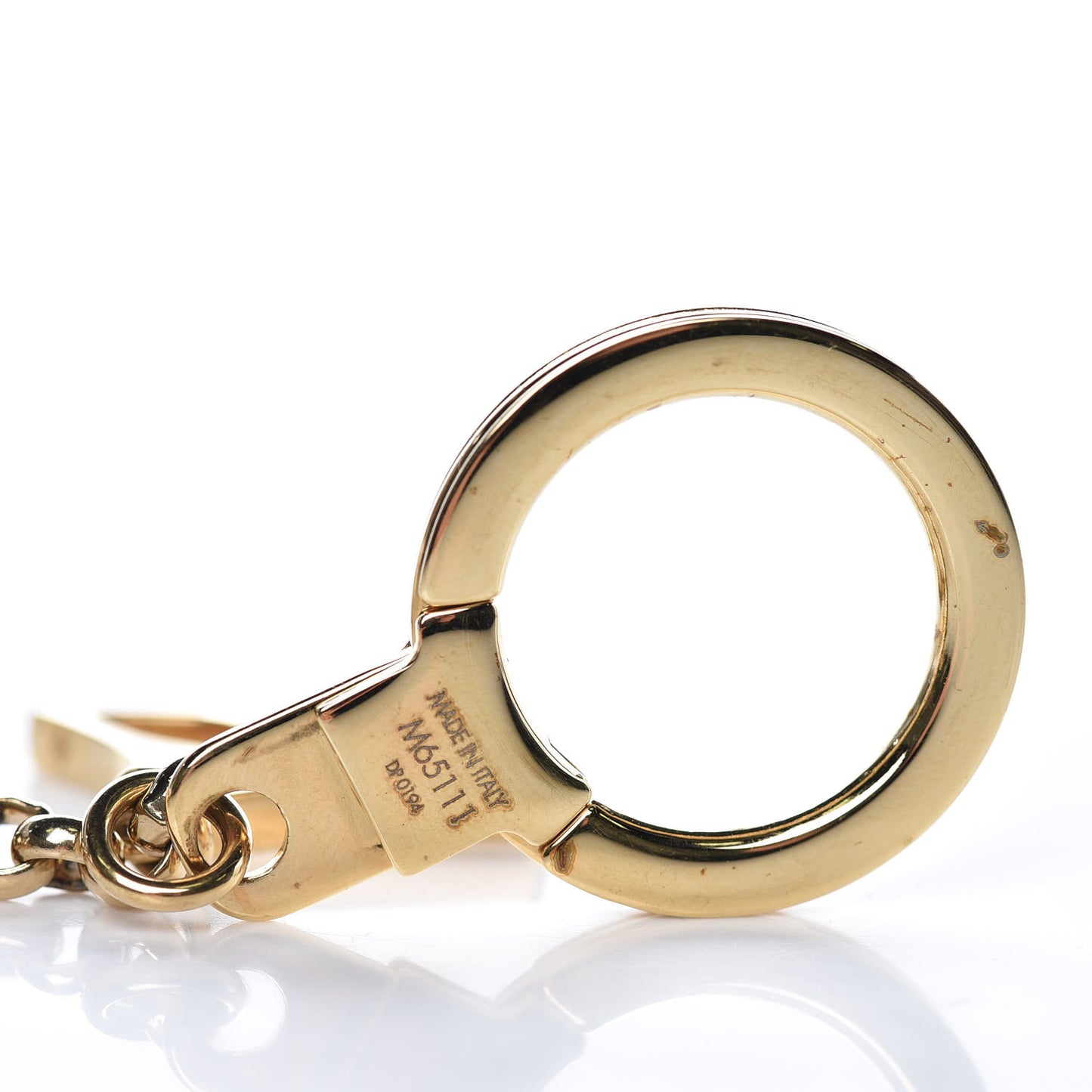Brass Enamel Fleur De Monogram Bag Charm Chain Gold