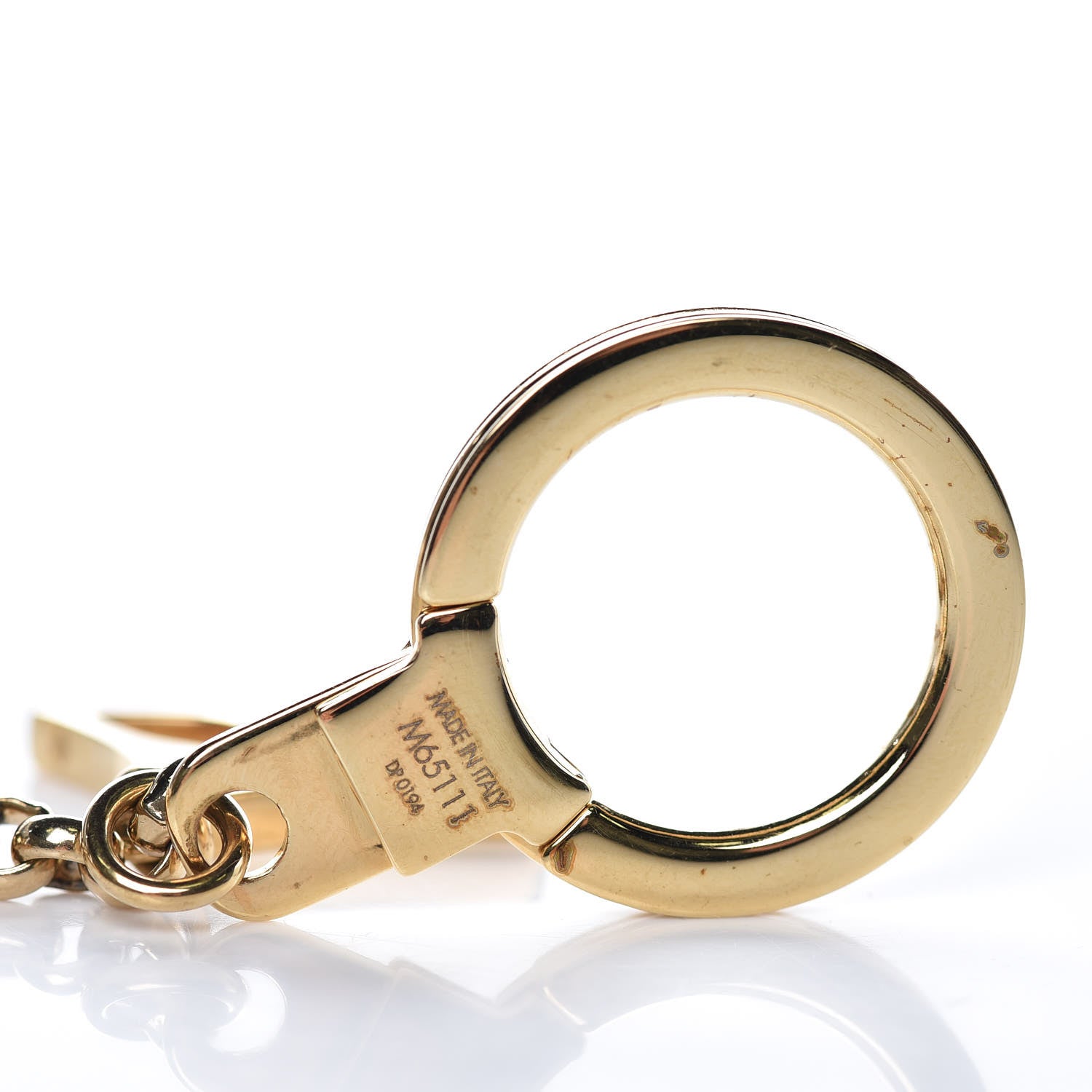 Louis Vuitton Brass Enamel Fleur De Monogram Bag Charm Chain Gold 3 of 4