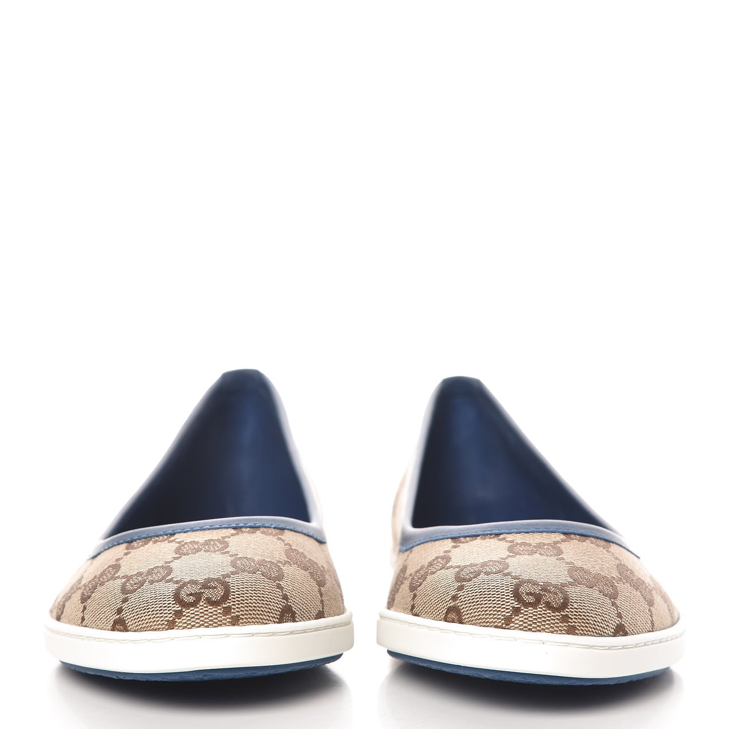 Gucci Monogram Miro Soft Calfskin Ballet Flats 37 Beige Ebony Blue 3 of 9