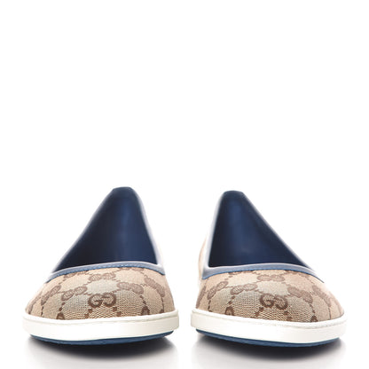 Gucci Monogram Miro Soft Calfskin Ballet Flats 37 Beige Ebony Blue 3 of 9