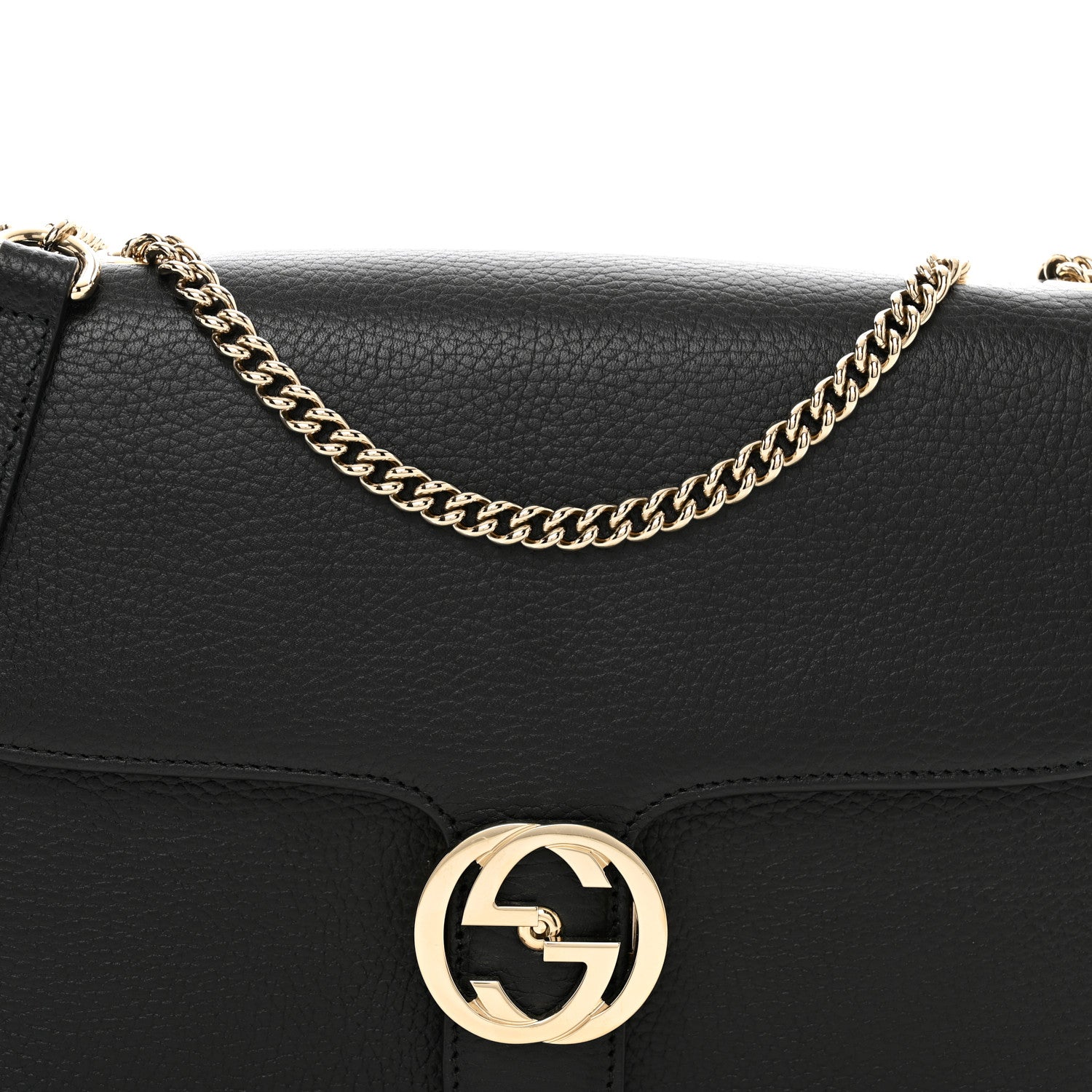 Gucci Dollar Calfskin Interlocking G Shoulder Bag Black 5 of 10