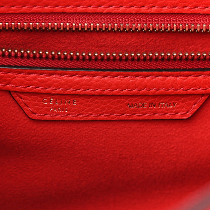 Celine Drummed Calfskin Mini Luggage Coquelicot 5 of 9