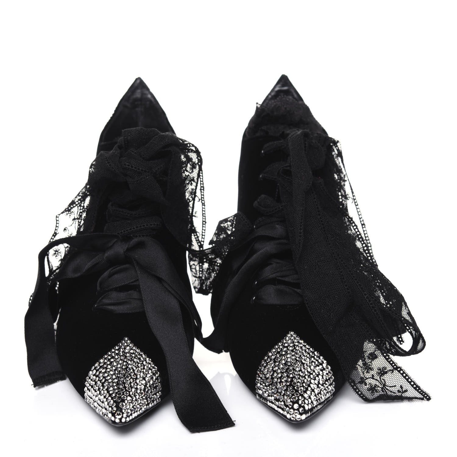 Saint Laurent Velluto Master Crystal Embellished Blaze 45 La Strass Ankle Boots 39 Black 2 of 9