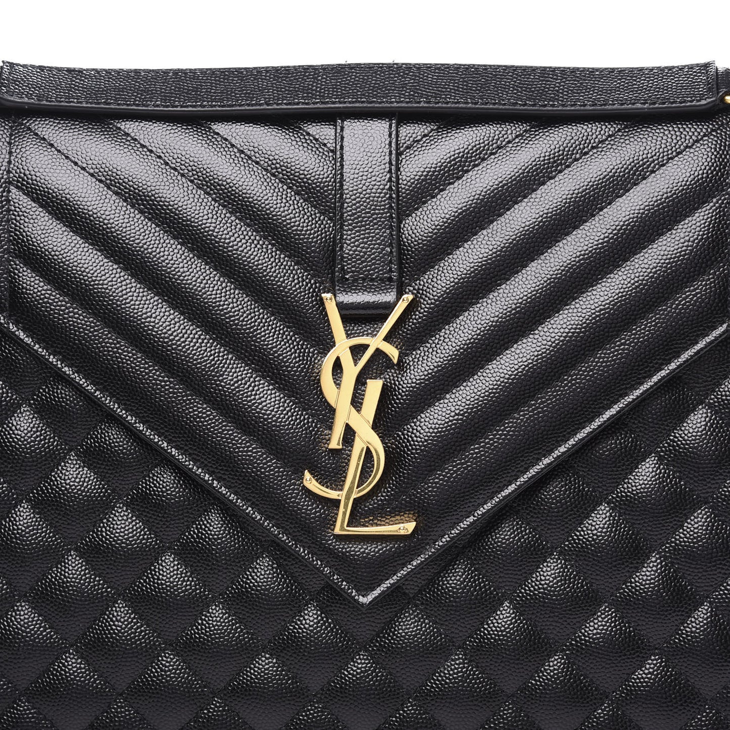 Grain De Poudre Textured Mixed Matelasse Large Triquilt Monogram Satchel Black