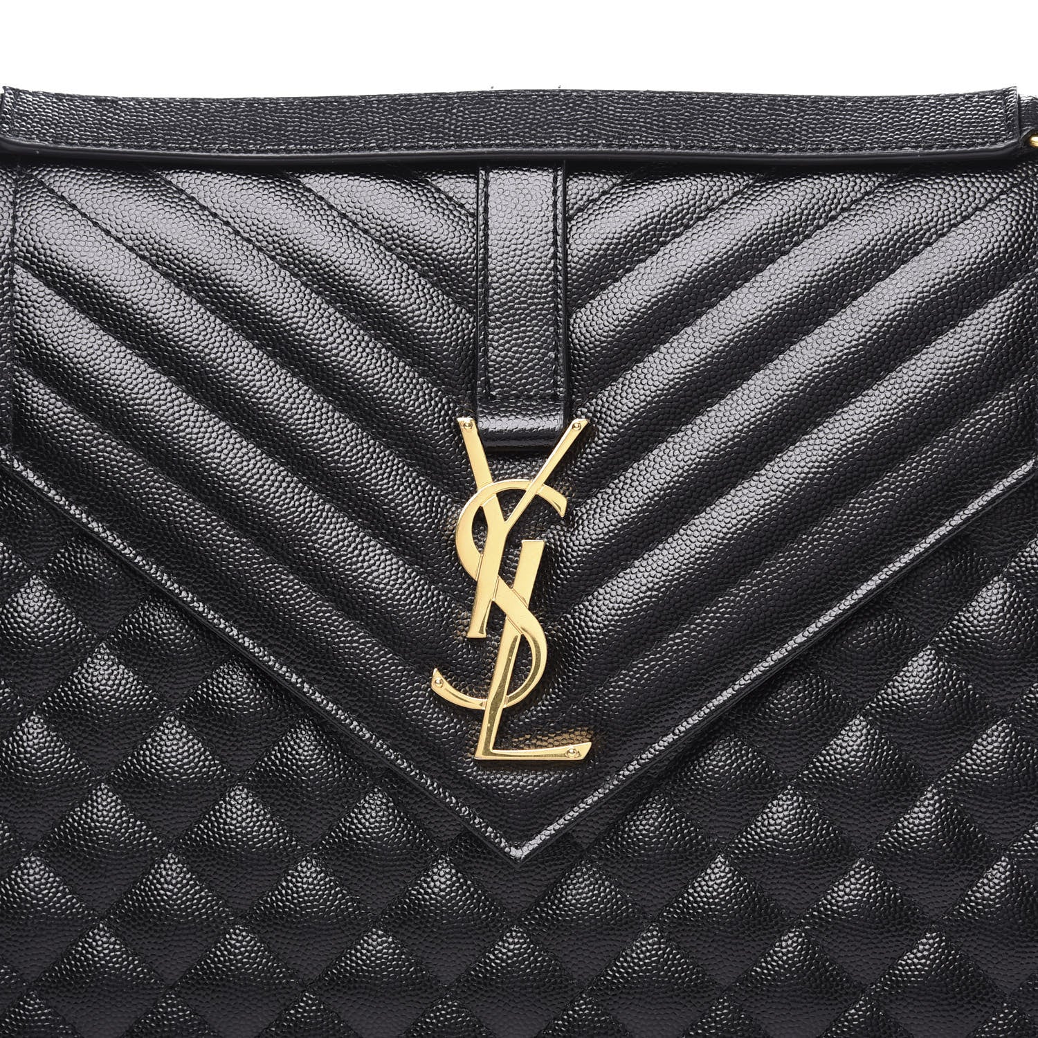 Saint Laurent Grain De Poudre Textured Mixed Matelasse Large Triquilt Monogram Satchel Black 9 of 9
