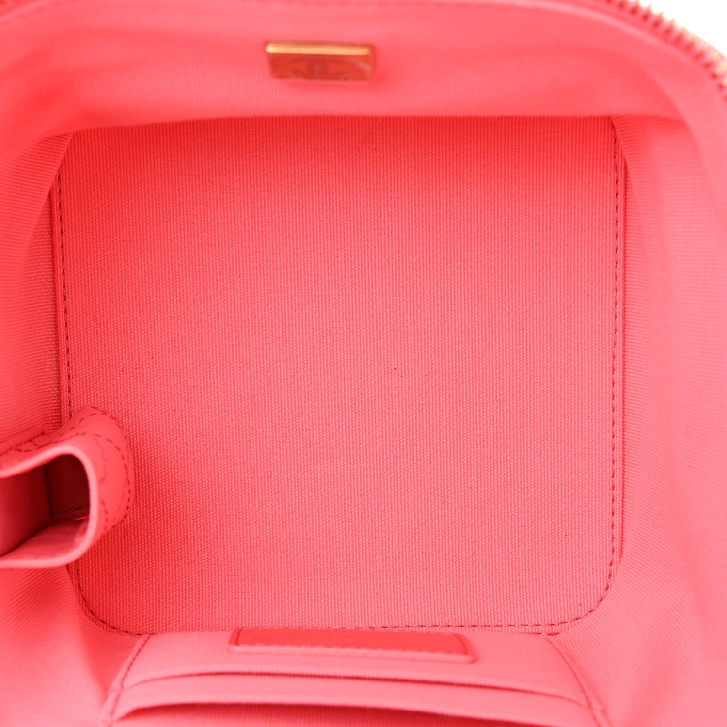 Chanel Calfskin Quilted Small Vanity Case With Chain Coral Pink 6 of 11
