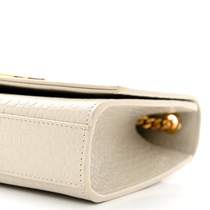 Saint Laurent Calfskin Crocodile Embossed Medium Classic Monogram Kate Tassel Satchel Crema Soft 10 of 15