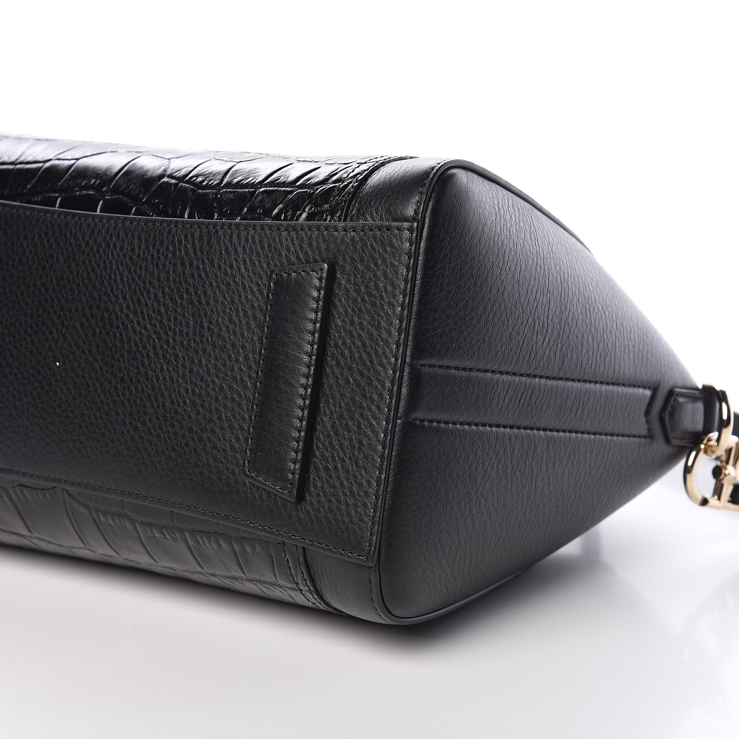 Grained Calfskin Crocodile Embossed Inlay Small Antigona Black