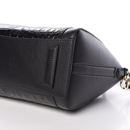 Givenchy Grained Calfskin Crocodile Embossed Inlay Small Antigona Black 9 of 10
