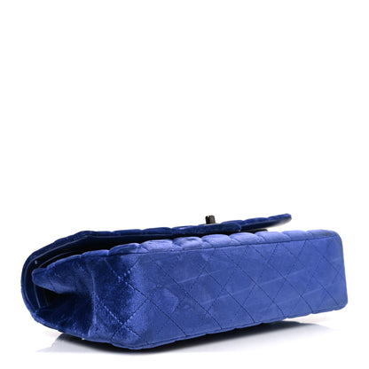 Chanel Velvet Quilted Medium Double Flap Navy Blue 4 of 11