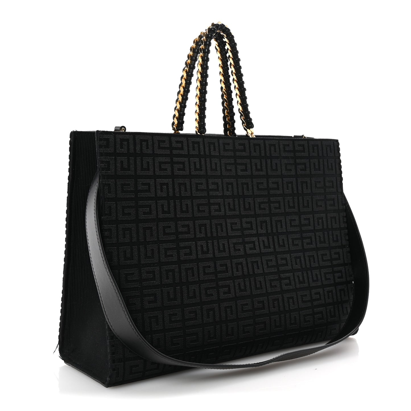Canvas Jacquard 4G Medium Chain Tote Black